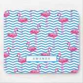 Tapis De Souris Flamant rose Motif Chevron avec nom (Devant)