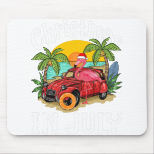 Tapis De Souris Flamant rose rose à Santa Hat Noël en Juillet Chem