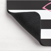 Tapis De Souris Flamant rose rose décoré d'un monogramme + Noir + (Coin)