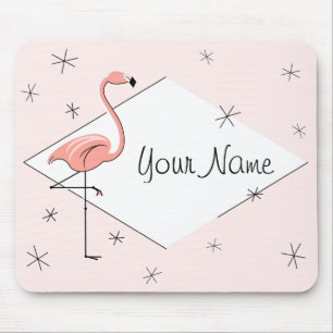 Tapis De Souris Flamant rose rose diamant Nom mousepad