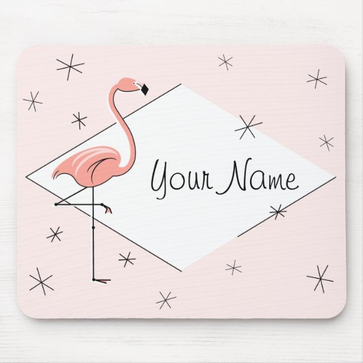 Tapis De Souris Flamant rose rose diamant Nom mousepad (Devant)