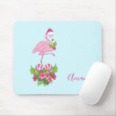 Tapis De Souris Flamant rose rose en Santa Hat avec Sucre de canne (Avec souris)