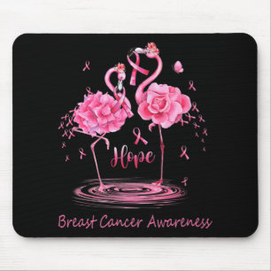 Tapis De Souris Flamant rose rose Ruban Papillons Cancer du sein A