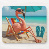Tapis De Souris Flamant rose Sur Transat De Plage (Devant)