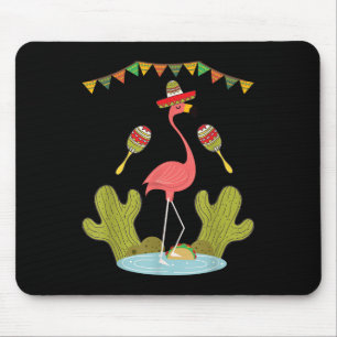 Tapis De Souris Flamant rose Taco Sombrero Mexicain Drôle Cinco De