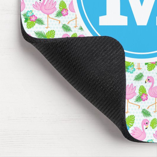 Tapis De Souris Flamant rose tropical d'été et modèle floral (Coin)