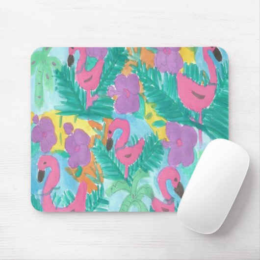 Tapis De Souris Flamant rose Tropical Jungle Motif (Avec souris)