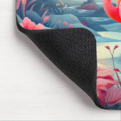 Tapis De Souris Flamant Tropical avec Fleurs (Coin)