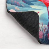 Tapis De Souris Flamant Tropical avec Fleurs (Coin)
