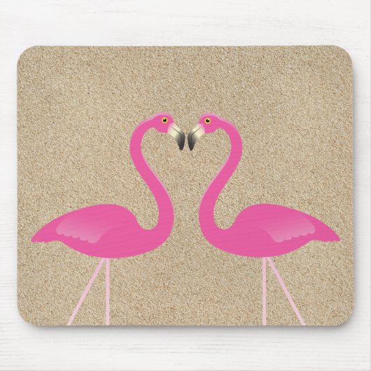 Tapis De Souris Flamants roses de baiser Mousepad (Devant)