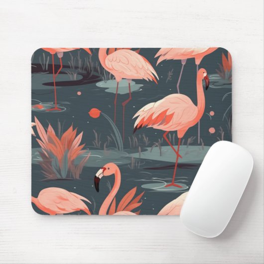 Tapis De Souris Flamants roses Roses Dans L'Eau (Avec souris)