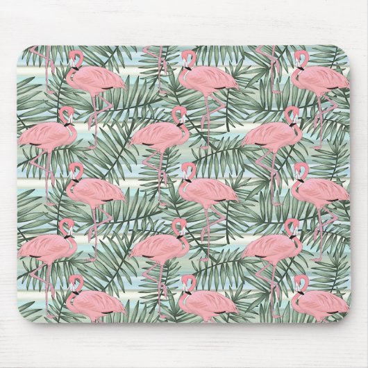 Tapis De Souris Flamants roses roses mignons Palm Leafs Motif d'ar (Devant)