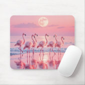 Tapis De Souris Flamants roses roses sur une plage rose (Avec souris)