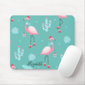 Tapis De Souris Flamants roses Santa Hat présente des flocons de n (Avec souris)