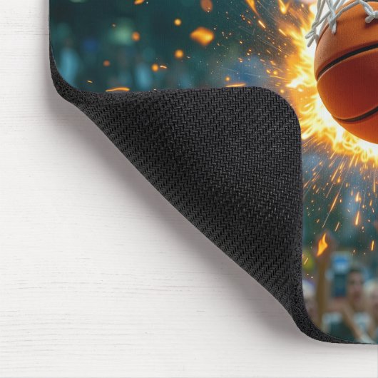 Tapis De Souris Flaming Basketball In the Net (Coin)
