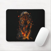 Tapis De Souris Flaming Jaguar Fierce Leopard Wild Fire Animal Sri (Avec souris)