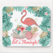 Tapis De Souris Flamingle Parties scintillant rose et or Flamant r (Devant)