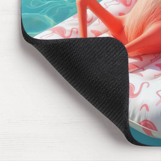 Tapis De Souris Flamingo Relaxing On a Pool Mattress (Coin)