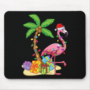Tapis De Souris Flamingo Rose Tropical Noël en Juillet Eté Pa