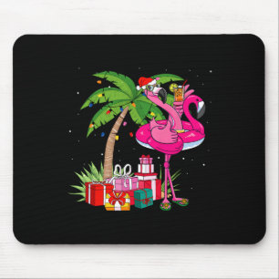 Tapis De Souris Flamingo Rose Tropical Noël en Juillet Eté Pa