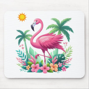 Tapis De Souris Flamingo rose tropicale/Floride