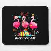 Tapis De Souris Flamingo Santa Hat Happy New Year Light Long Sleev (Devant)