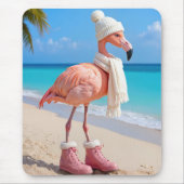 Tapis De Souris Flamingo Wearing Winter Scarf and Boots (Devant)