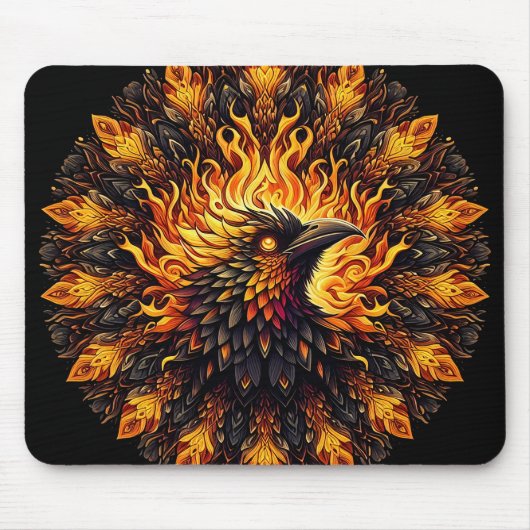 Tapis De Souris Flamme Phoenix Circulaire Graphique (Devant)