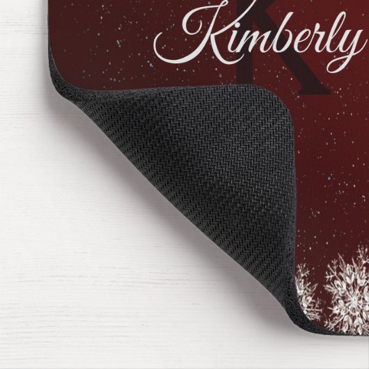 Tapis De Souris Flammes de neige Cristal de Noël Rouge Rustique (Coin)