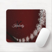 Tapis De Souris Flammes de neige Cristal de Noël Rouge Rustique (Avec souris)