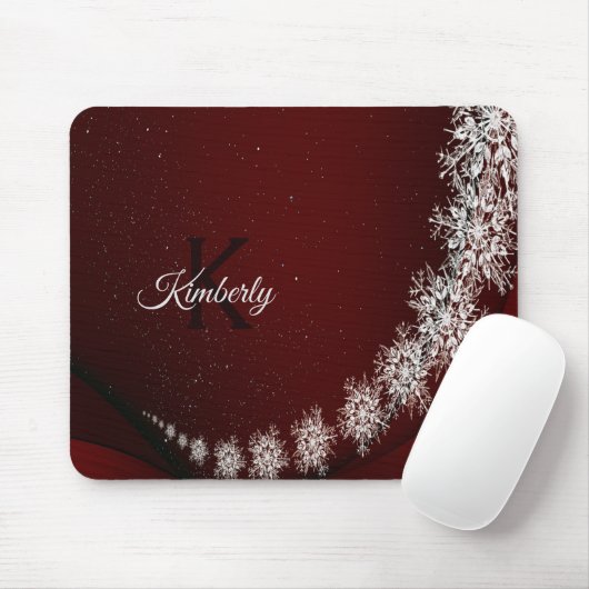 Tapis De Souris Flammes de neige Cristal de Noël Rouge Rustique (Avec souris)