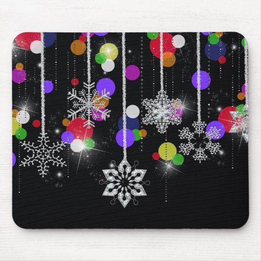 Tapis De Souris Flammes de neige de Noël en noir (Devant)