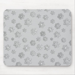 Tapis De Souris Flammes de neige en argent 3-d sur un arrière - pl