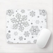Tapis De Souris Flammes de neige en argent sur blanc (Avec souris)