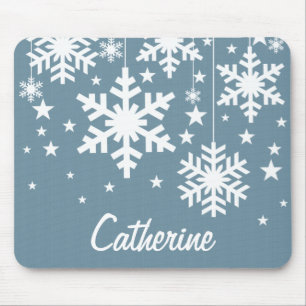 Tapis De Souris Flammes de neige et Stars Mousepad, bleu