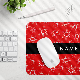 Tapis De Souris Flammes de neige rouges et blanches, Votre nom, Pe