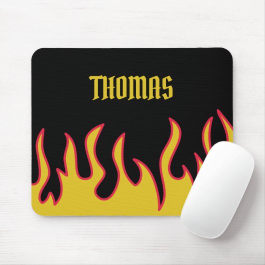 Tapis De Souris Flammes Jaune, Rouge et Noir Personnalisées (Avec souris)