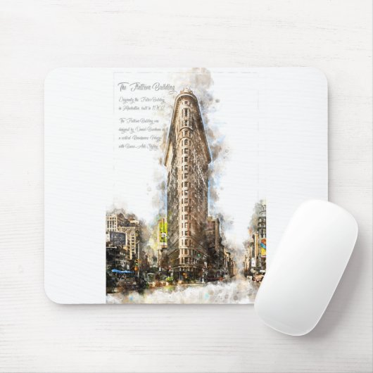 Tapis De Souris FlatIron Building Watercolor (Avec souris)