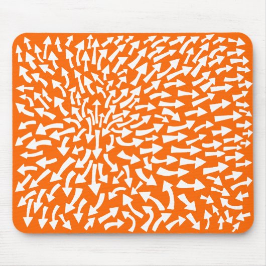 Tapis De Souris Flèches - Blanc sur orange FF6600 (Devant)