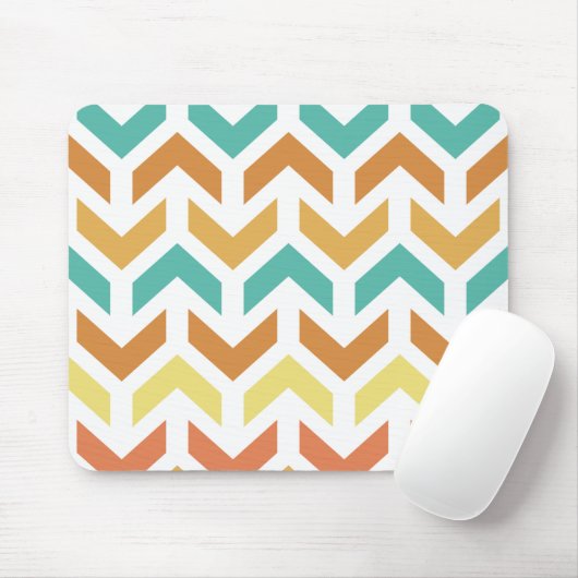 Tapis De Souris Flèches Rétro Chevron Orange Turquoise Or (Avec souris)