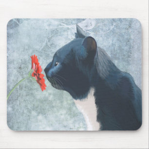 Tapis De Souris Fleur à souder de chats noirs