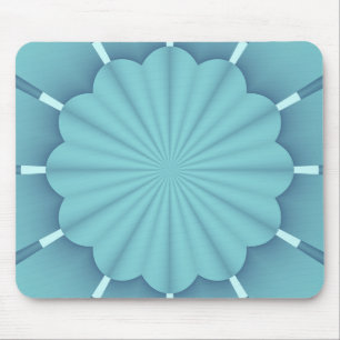 Tapis De Souris Fleur Abstraite Métallique Bleue
