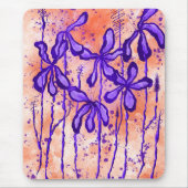 Tapis De Souris Fleur Abstraite orange violet (Devant)