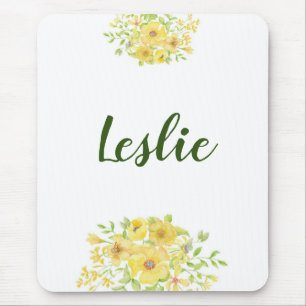 Tapis De Souris Fleur aquarelle jaune