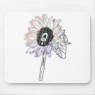Tapis De Souris Fleur Arc-en-ciel Art Funky