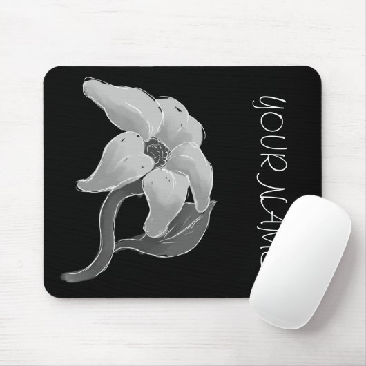 Tapis De Souris Fleur argentée (Avec souris)