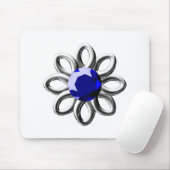 Tapis De Souris Fleur argentée en pierre bleue (Avec souris)