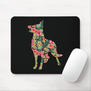 Tapis De Souris Fleur berger allemande Funny Chien Silhouette Flor