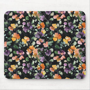 Tapis De Souris Fleur Black Peach Purple Green