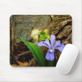 Tapis De Souris Fleur blanche pourpre bleu Iris (Avec souris)